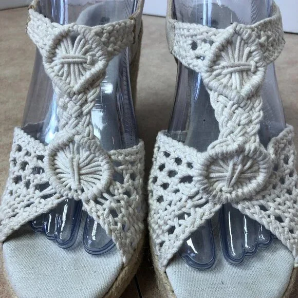NWOB SoftMoc Emmy White Crochet Espadrilles Wedge Sandals Size 8 - Picture 13 of 13